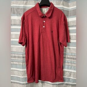 Volcom Men's Burgundy Button Up Polo Shirt